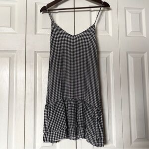 Hollister Gingham Picnic BBQ Ruffle Hem Sleeveless Summer Mini Sun Dress